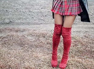 Nylon Tights, School Skirt, Leopard Boots, Leather Cloak